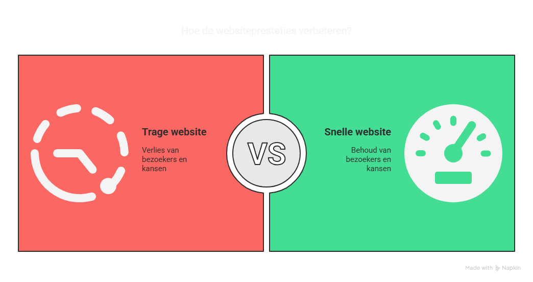 Vergelijking tussen een trage en snelle website