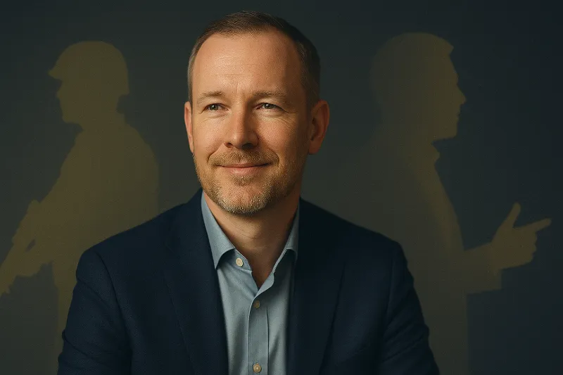 Visuele tijdlijn van persoonlijke groei – van militair naar ondernemer en expert.